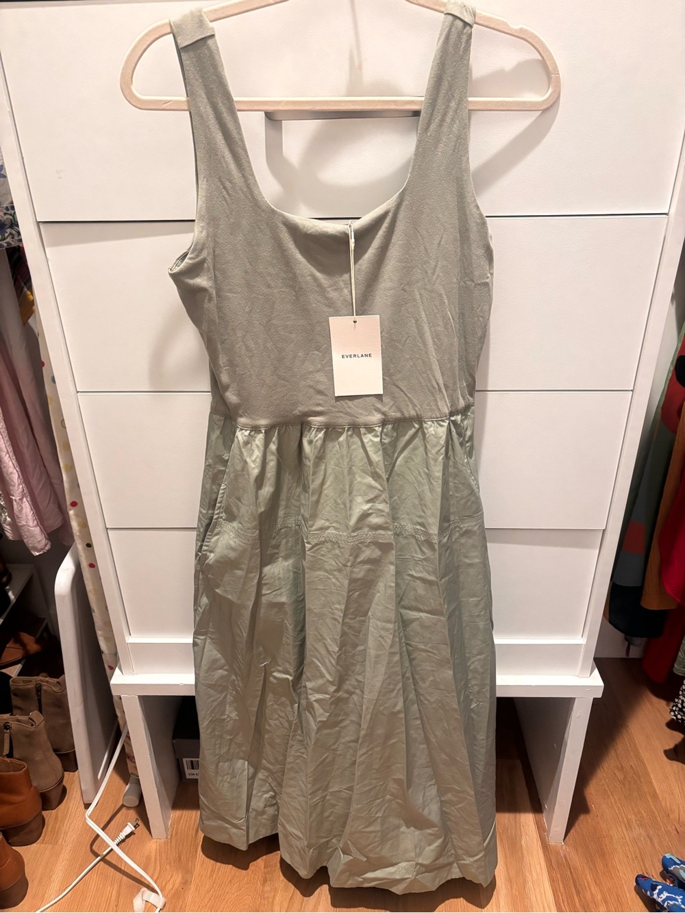 Everlane Light Sage Green Sleeveless Midi Dress